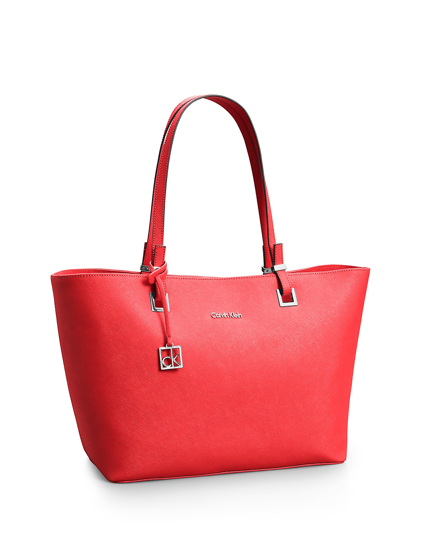 Schurk Lucht Lief Calvin Klein Scarlett Saffiano Leather Shopper Tote in Red | Lyst