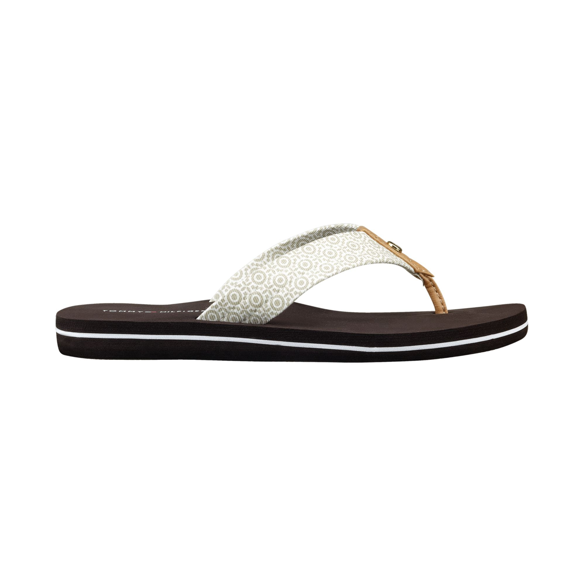 tommy hilfiger flip flops gold