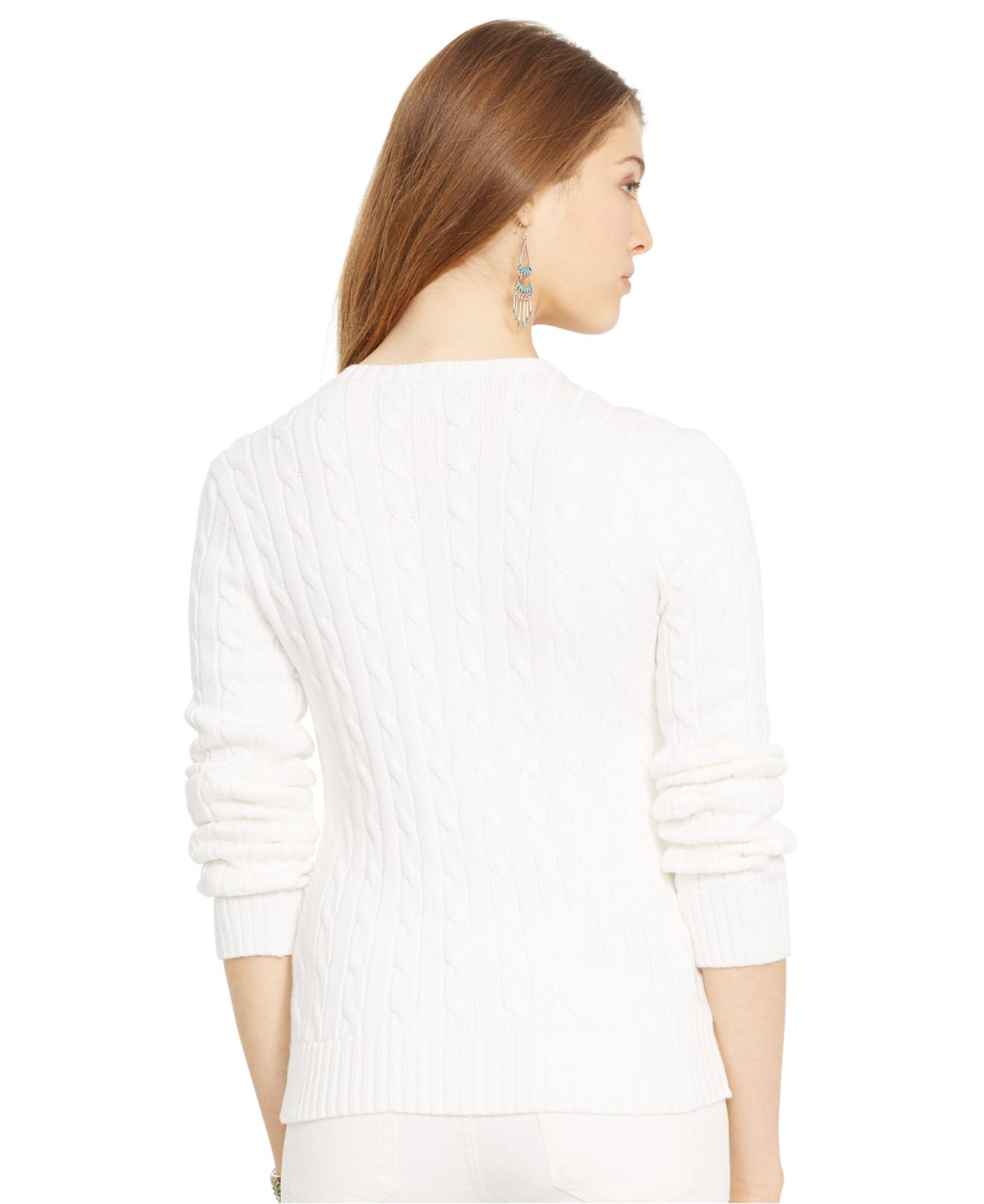 polo white cable knit sweater