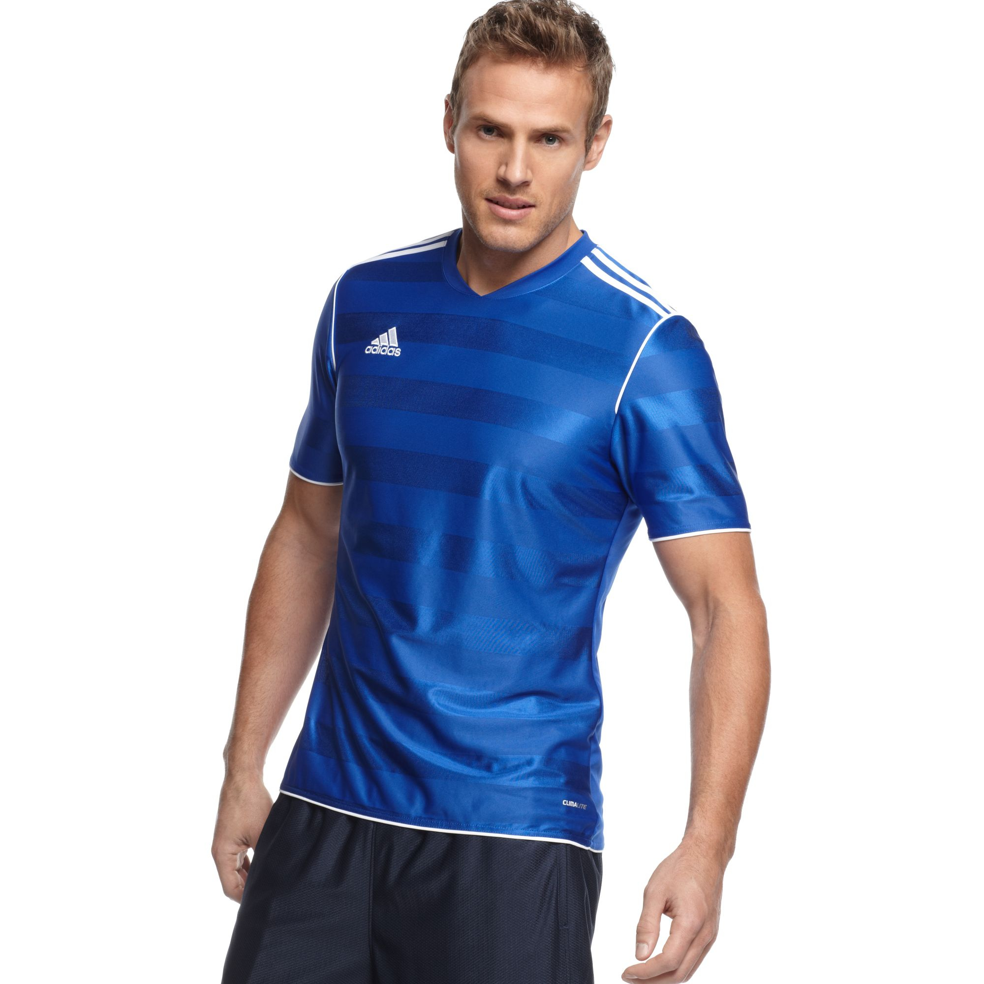 adidas T Shirt Tabela 11 Climalite Soccer Jersey in White (Blue ... adidas T Shirt Tabela 11 Climalite Soccer Jersey in White (Blue ...