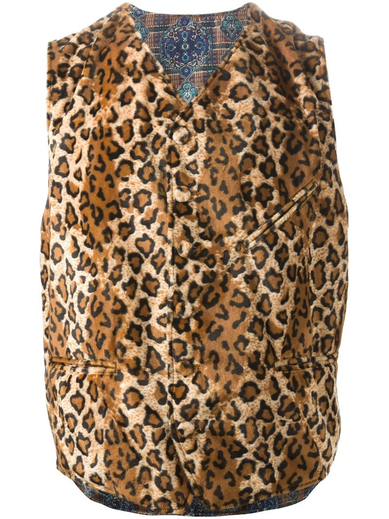Engineered Garments Reversible Leopard Print Velour Vest in Brown for ...