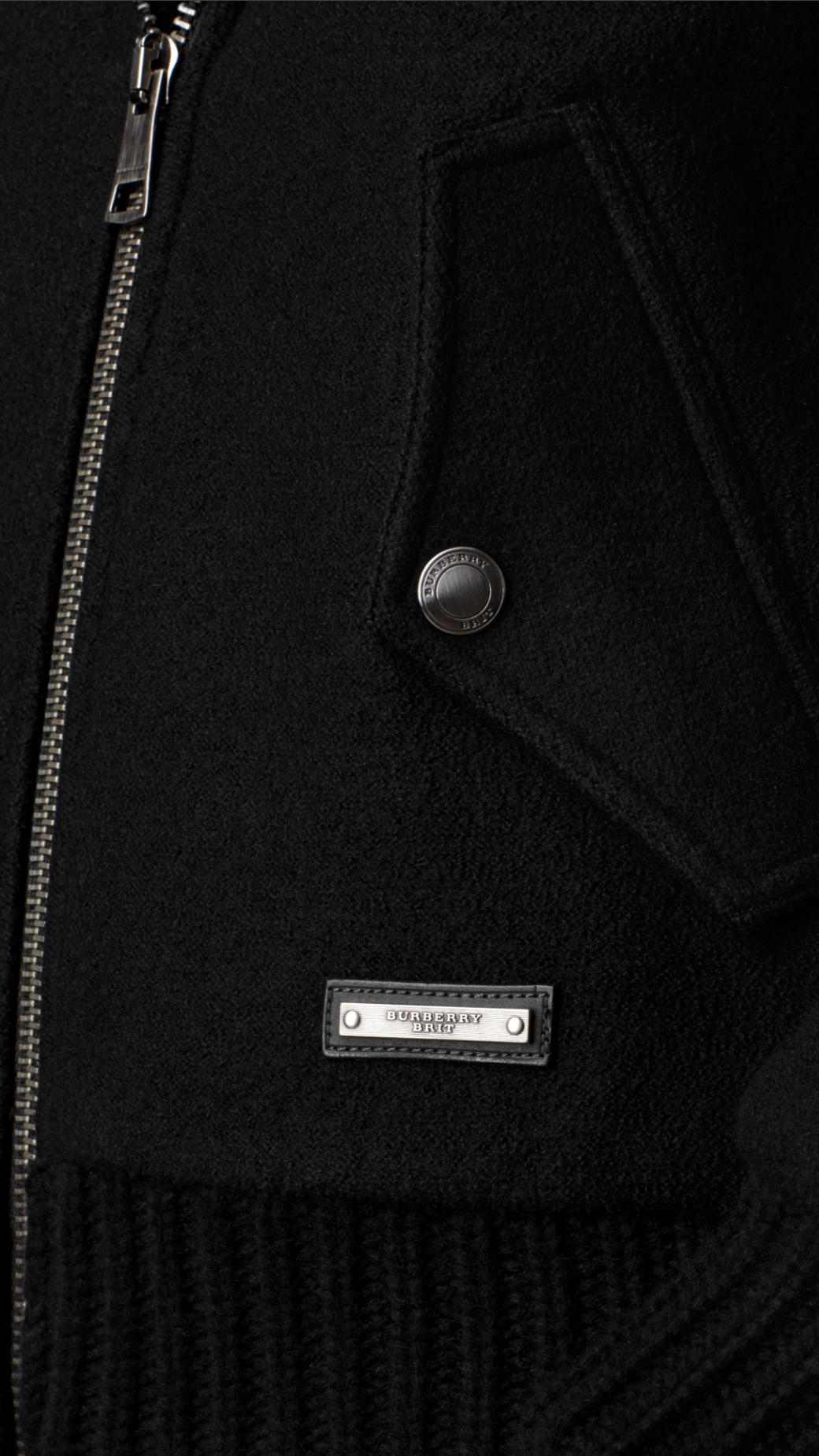 Burberry Merino Wool Jacket With Knit Detail in Black | Lyst