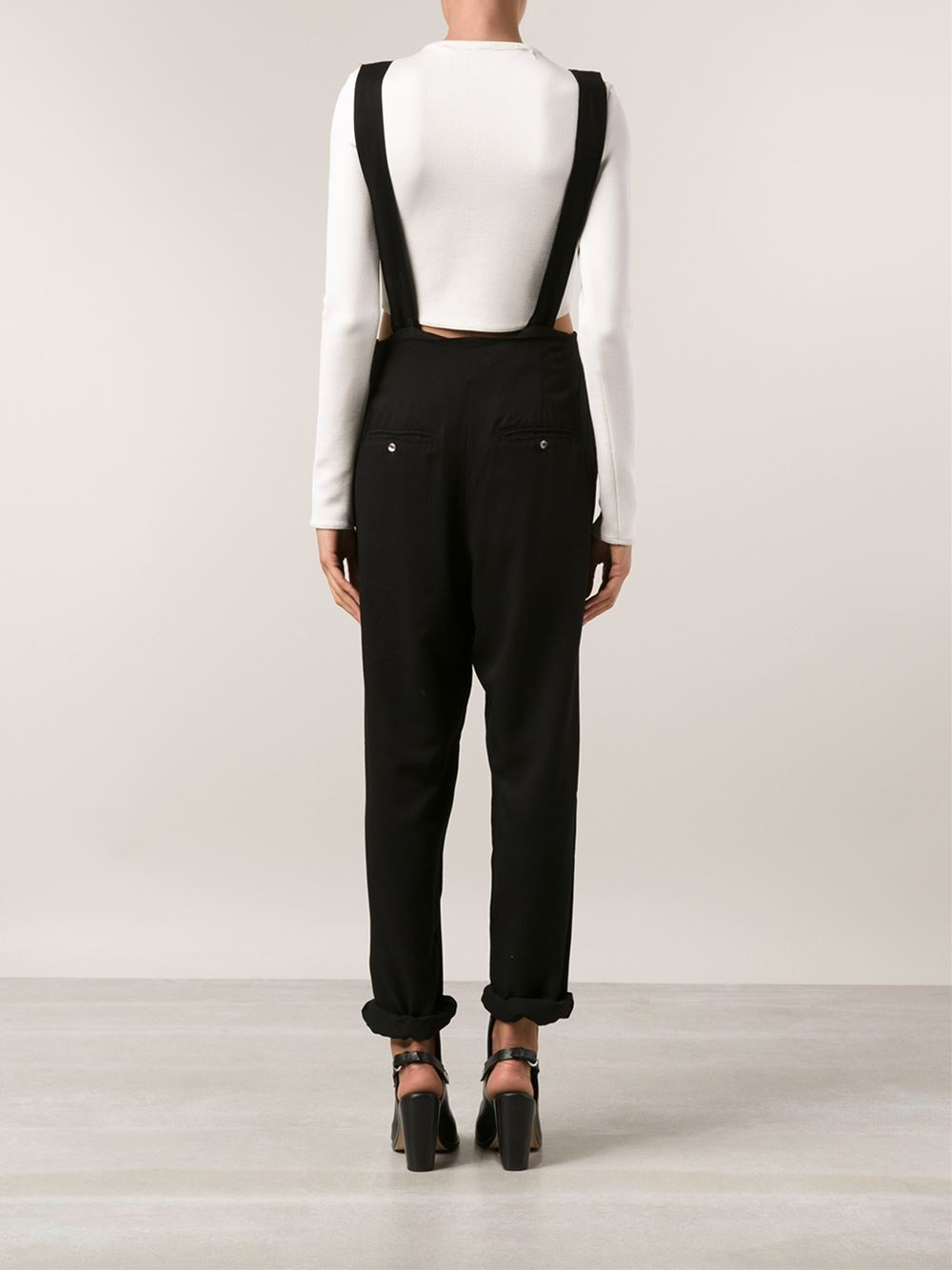 high waisted suspender trousers