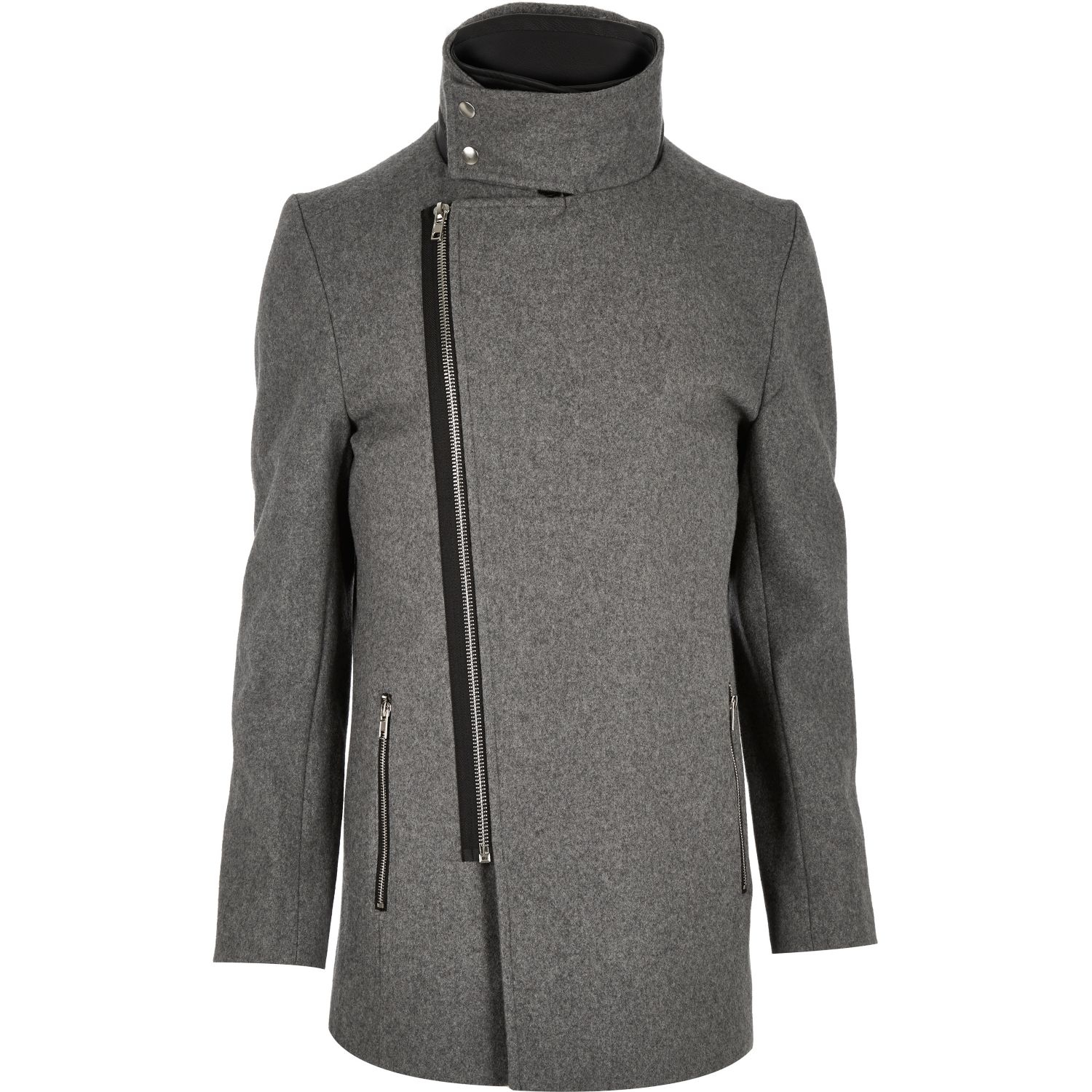 river island grey wool coat
