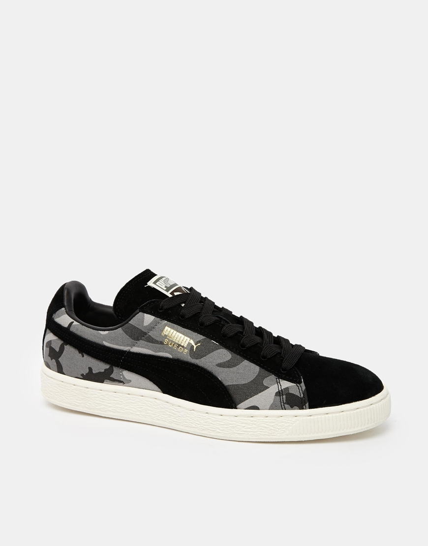 PUMA Suede Camo Sneakers in Black for 