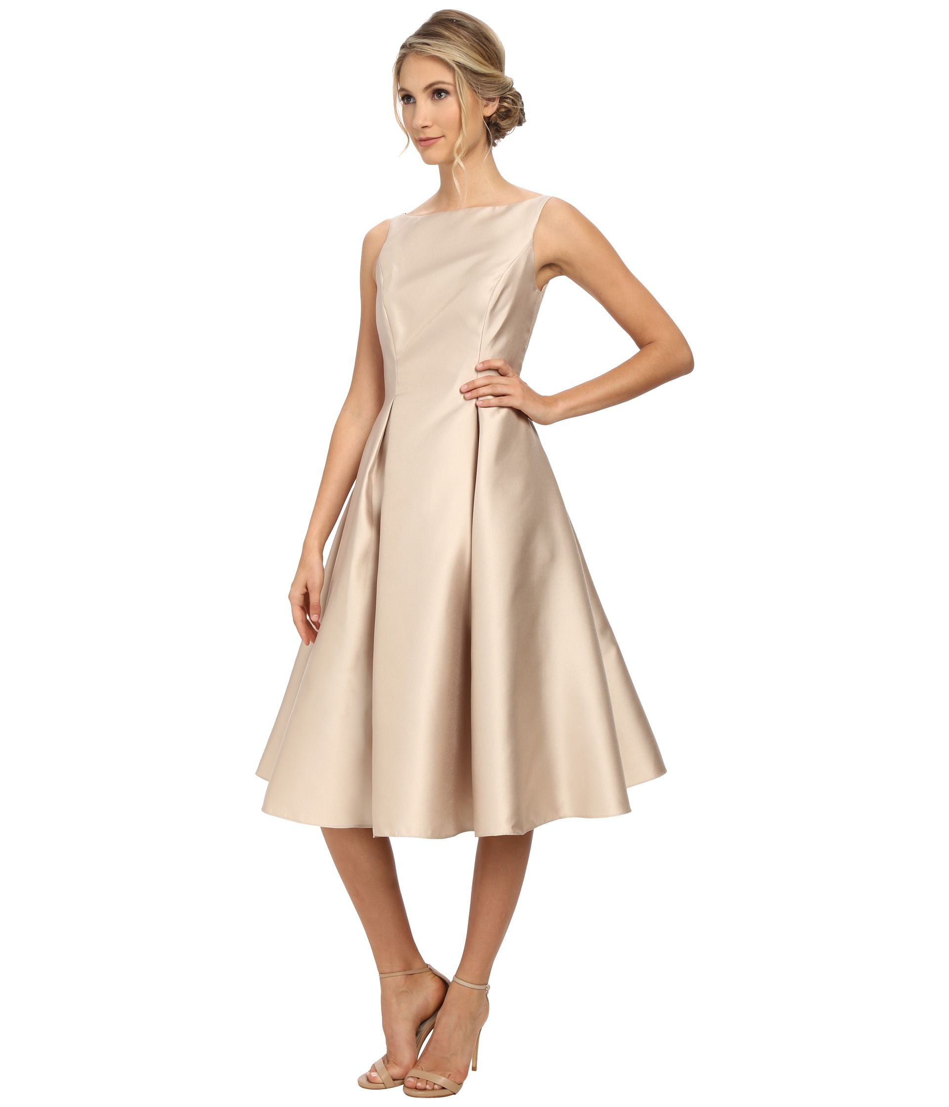 Adrianna Papell Sleeveless Tea Length Dress in Metallic | Lyst