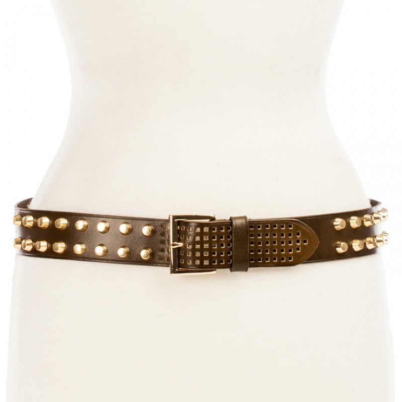Linea pelle Double Studded Hip Belt in Brown (Olive) Lyst