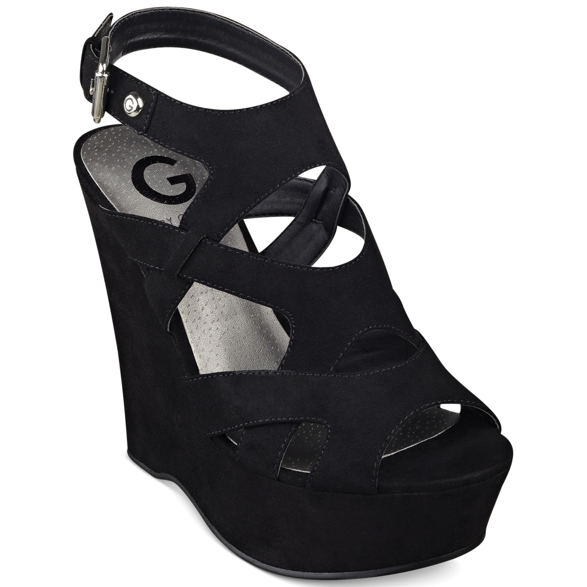 G by Guess Womens Shoes Hizza Platform Wedge Sandals in Black | Lyst