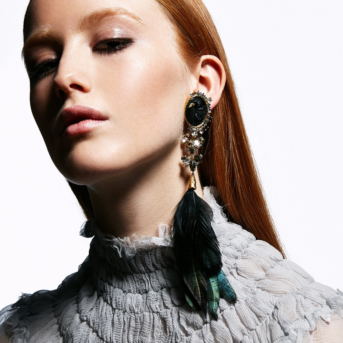 Lyst - Alexis Bittar Raven Portrait Cameo Feather Clip Earring You ...