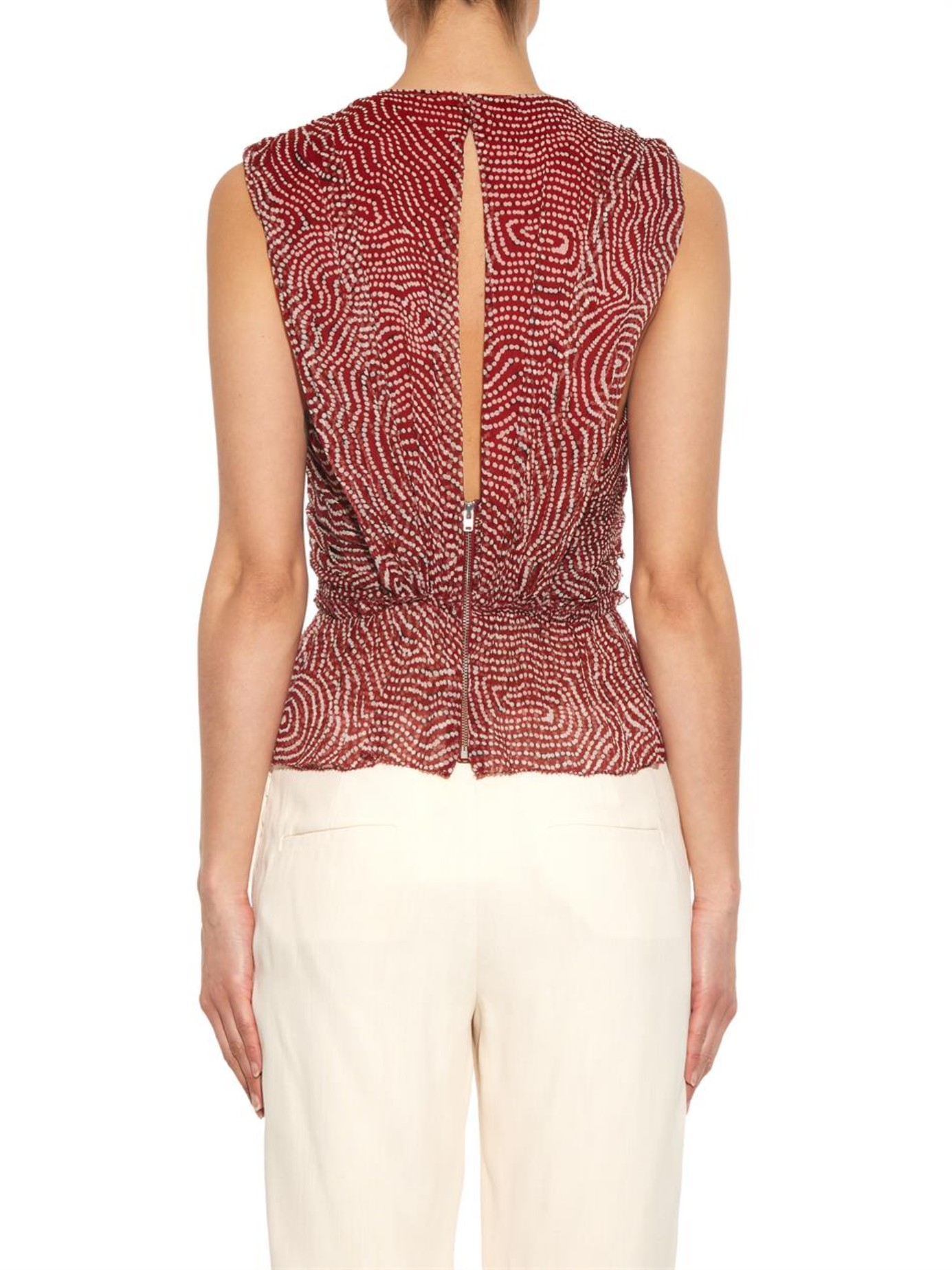 Isabel Marant Moddy Ruffle-front Top in Burgundy - Lyst