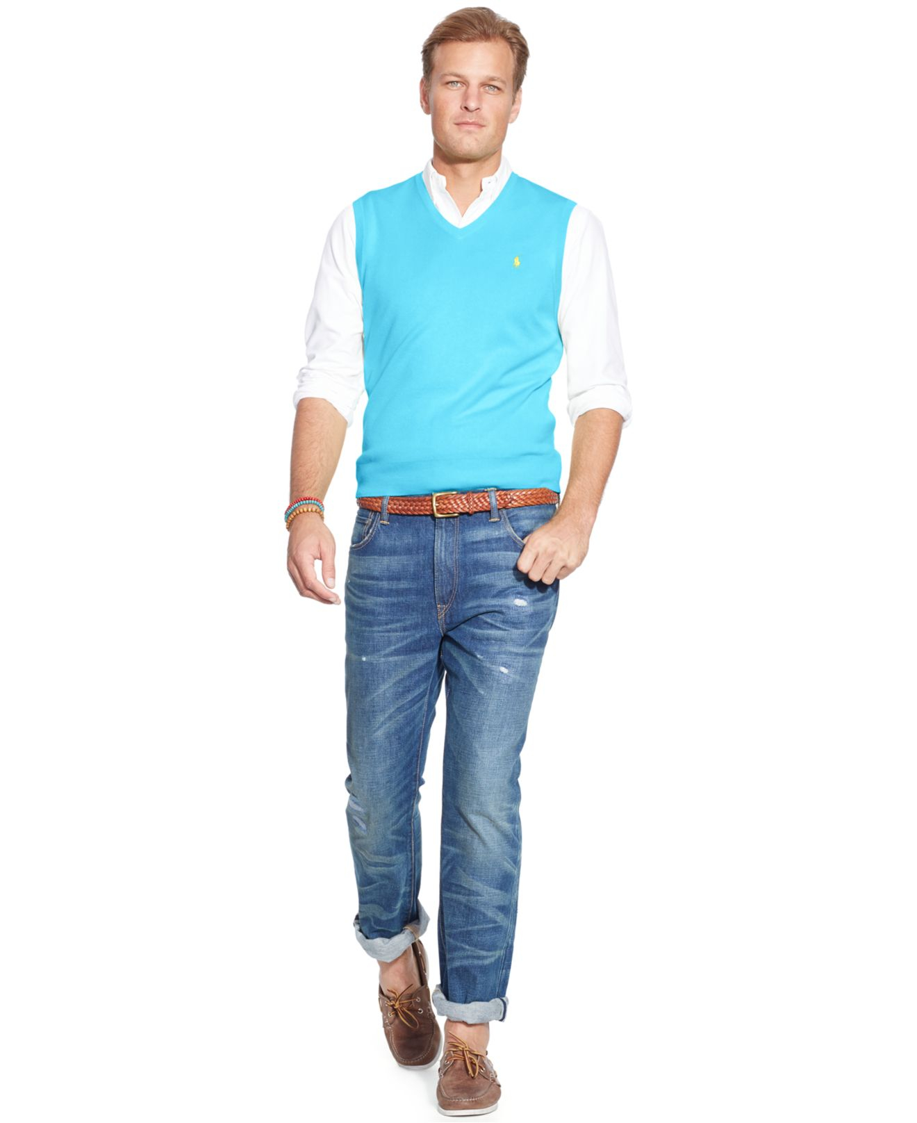 Tall Pima Cotton V-Neck Sweater Vest 