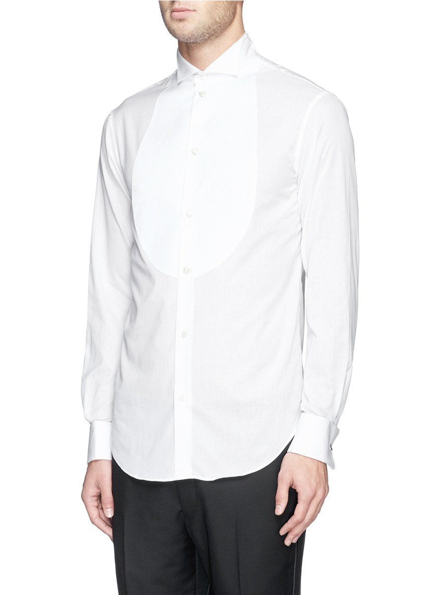 Armani Piqué Bib Tuxedo Shirt in White for Men - Lyst
