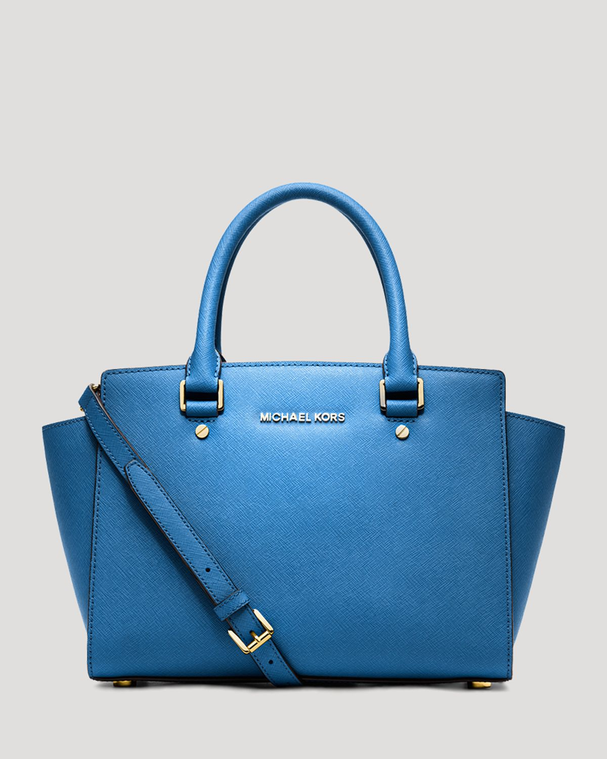 michael kors blue satchel bag