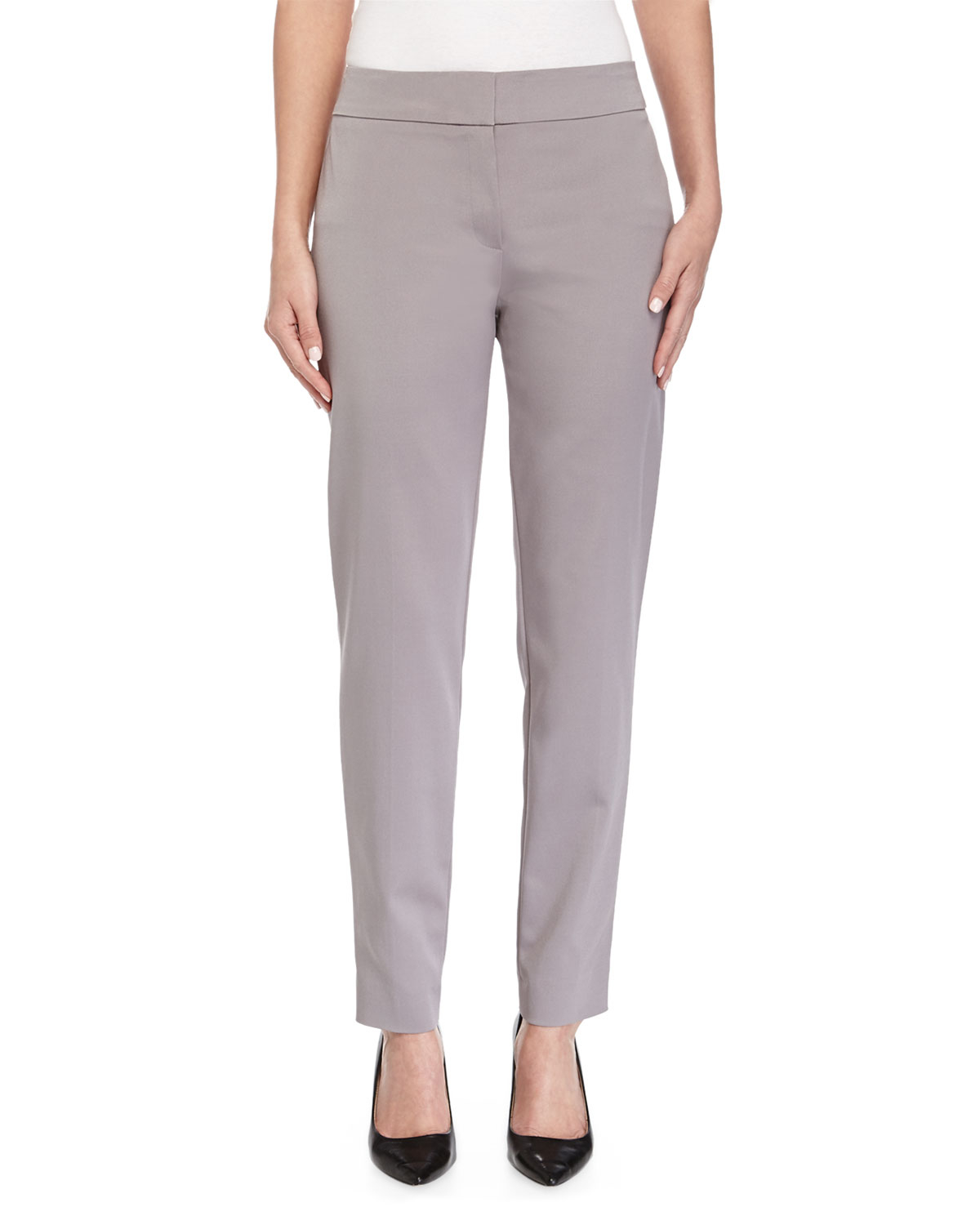 Escada Tapered Cropped Silk-Blend Pants in Gray (PLATINUM) | Lyst