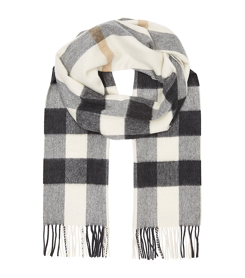 Burberry Check Cashmere Scarf in Gray Lyst
