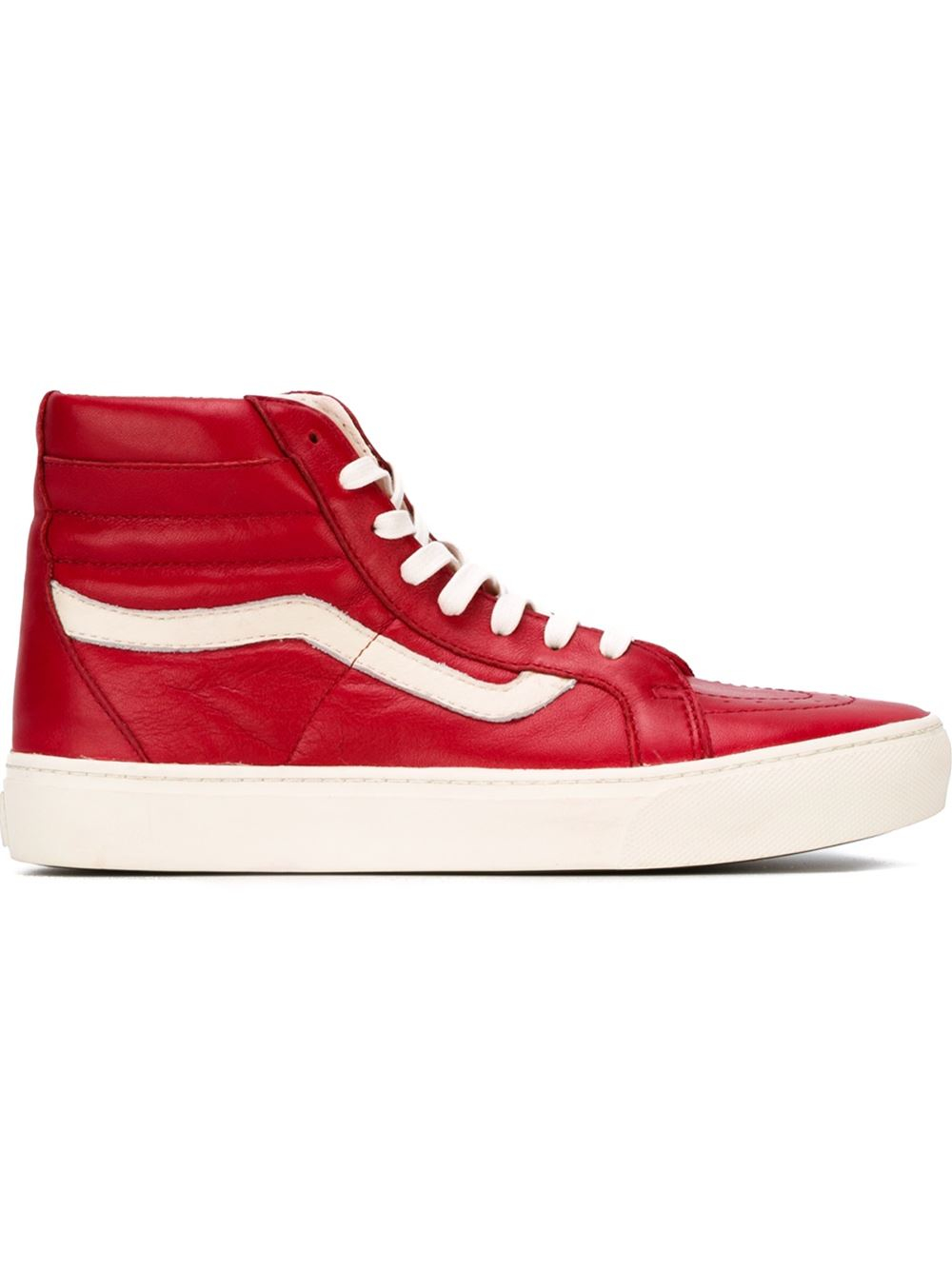 Vans Quilted-Leather High-Top Sneakers in Red for Men | Lyst