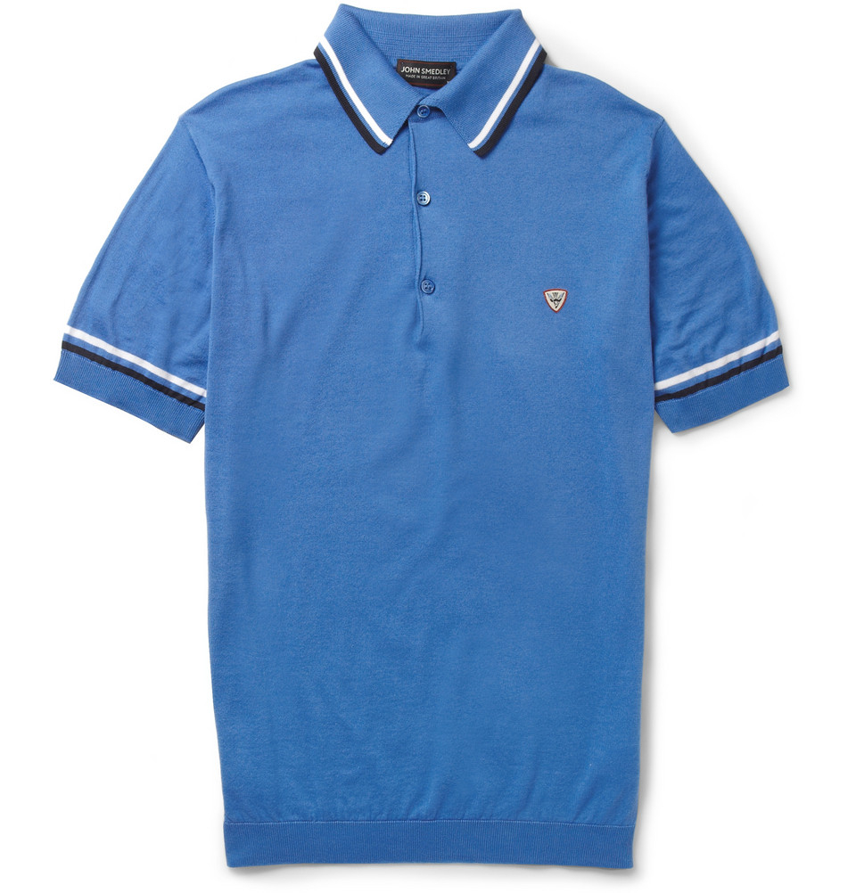 John Smedley Cambourne Sea Island Cotton Polo Shirt in Blue for Men - Lyst