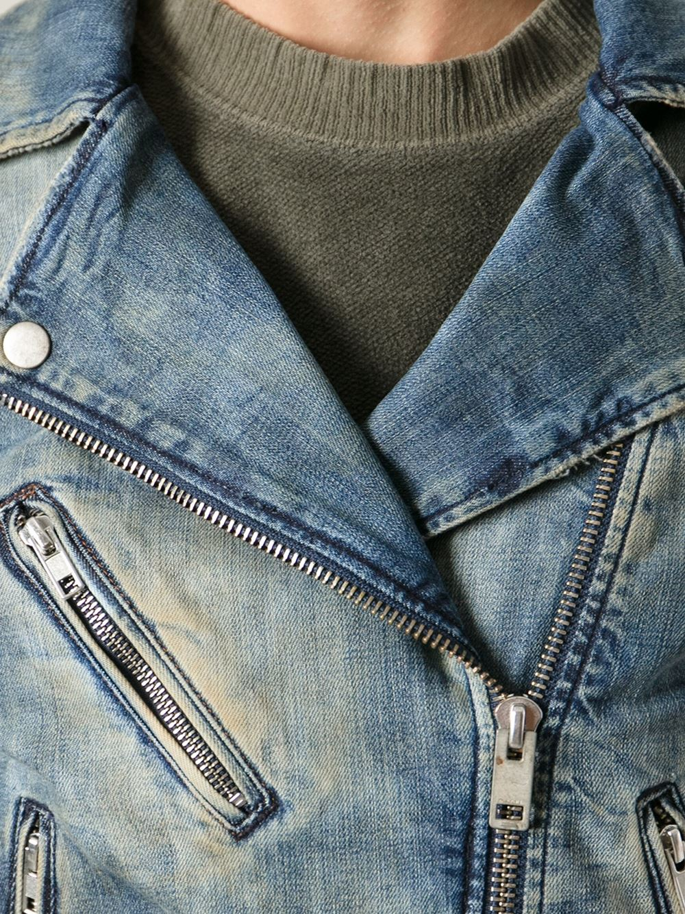 DIESEL Denim Biker Jacket in Blue | Lyst UK