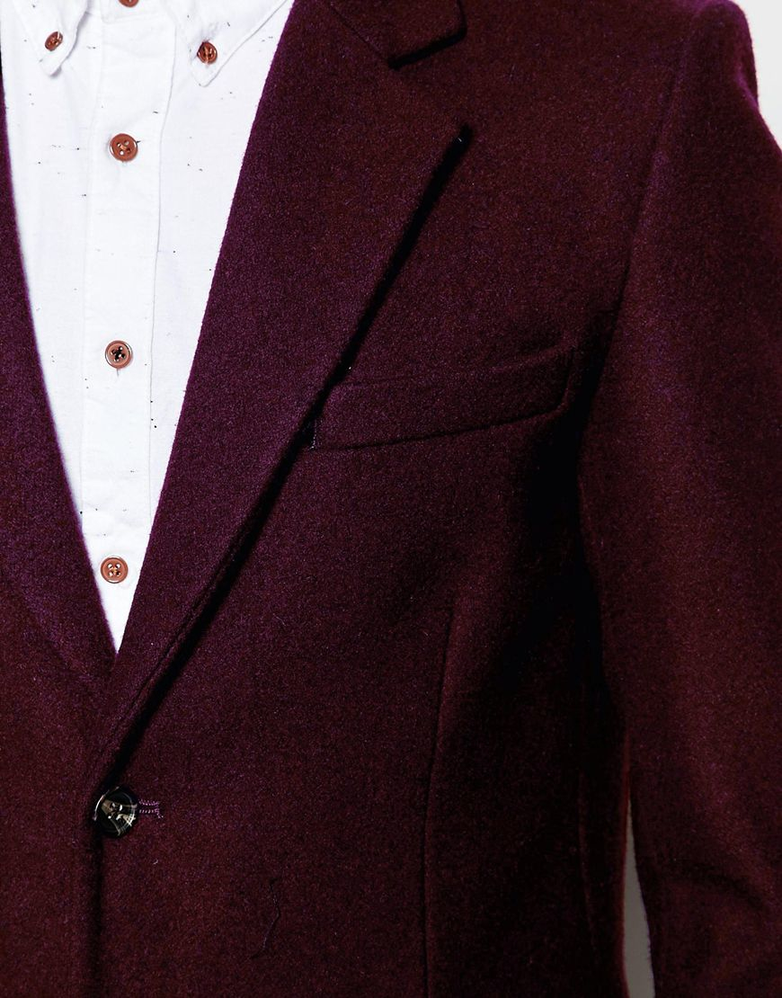 mens maroon overcoat