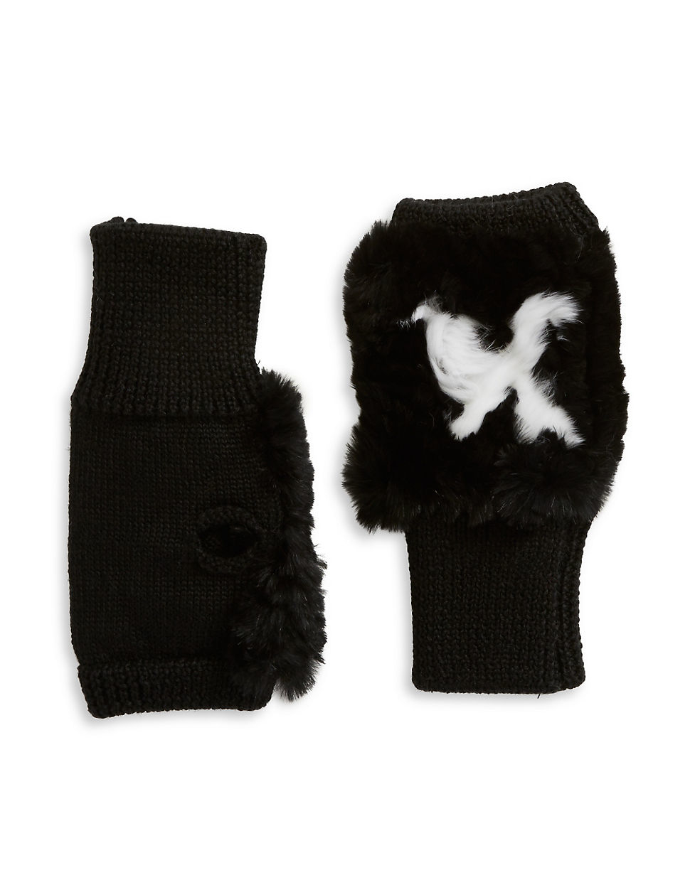 jocelyn rabbit fur fingerless gloves