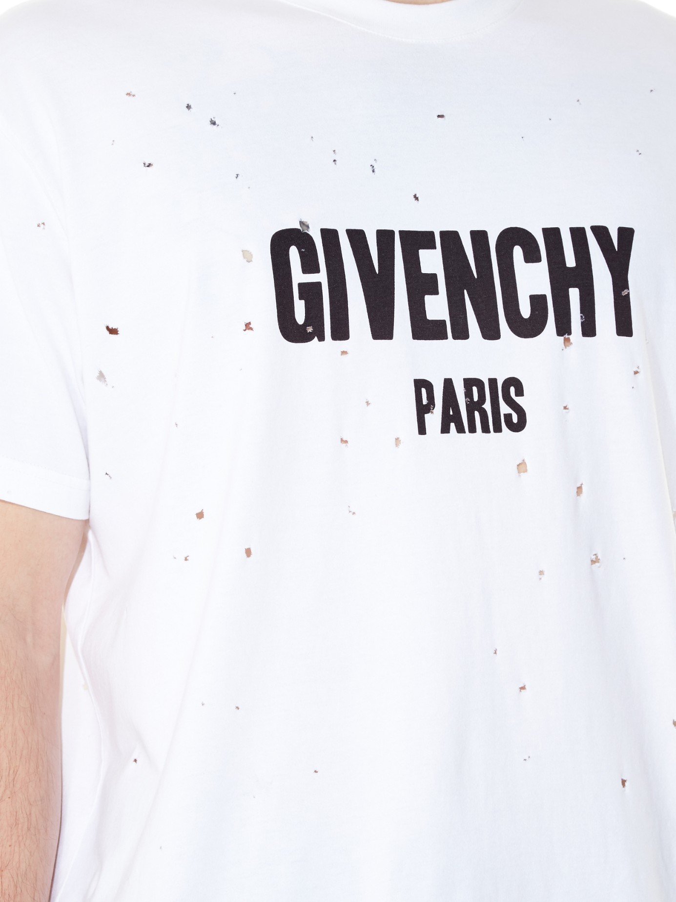 Givenchy Cotton Columbian-fit Distressed T-shirt in White for Men - Lyst