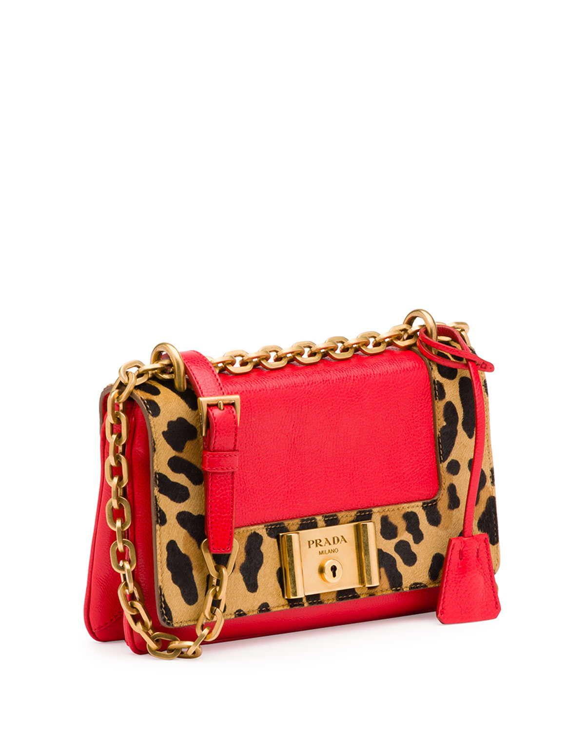 Prada Leopard-Print Chain Shoulder Bag in Red (LACCA + MIELE) | Lyst  