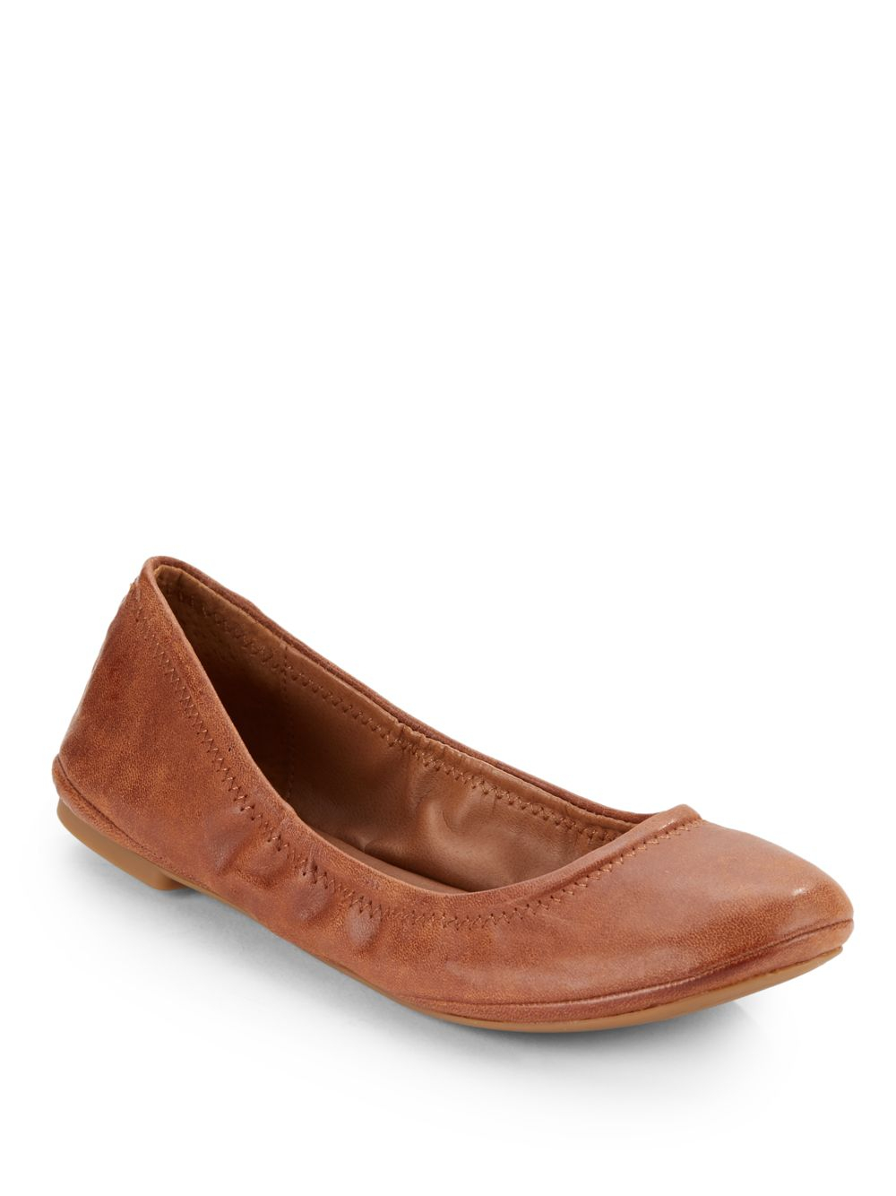 Lucky brand Elysia Leather Ballet Flats in Brown Lyst