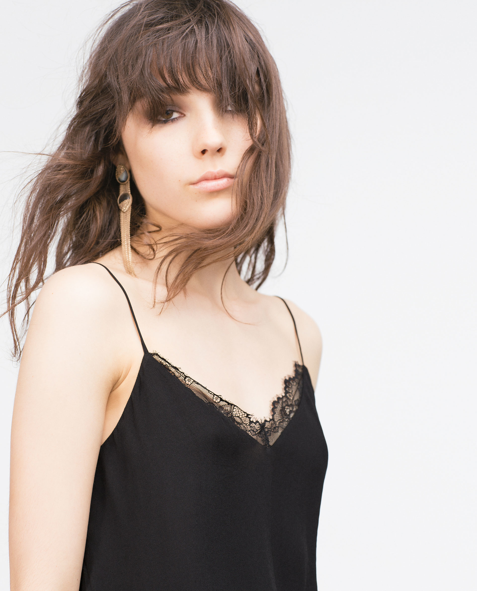Zara Doublelayer Lace Camisole Top in Black Lyst