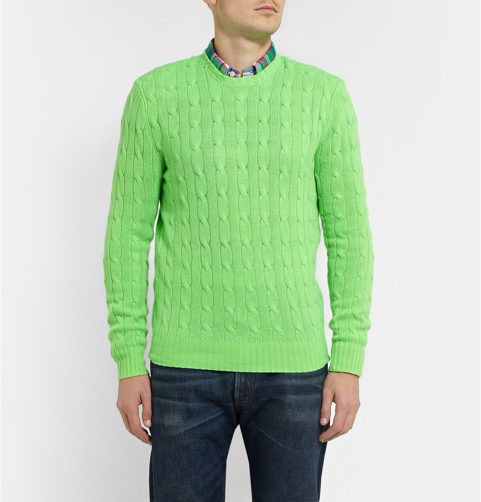 ralph lauren green cable knit sweater