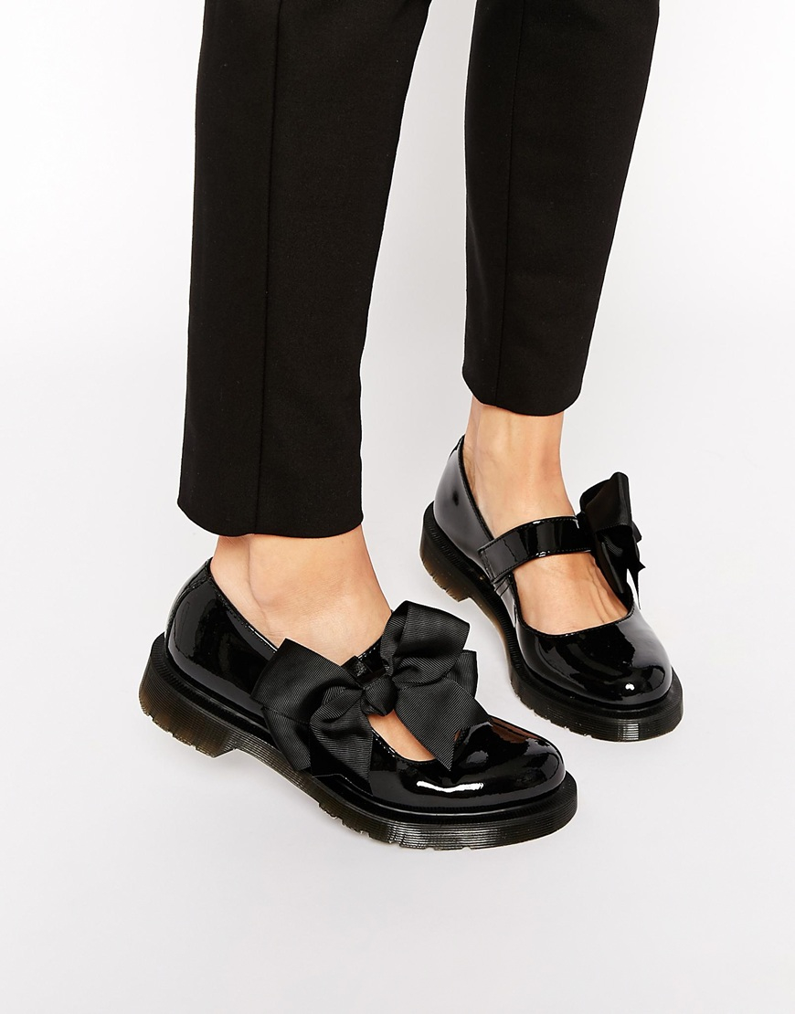 Lyst Dr Martens Mariel Bow Mary Jane Patent Flat Shoes In Black