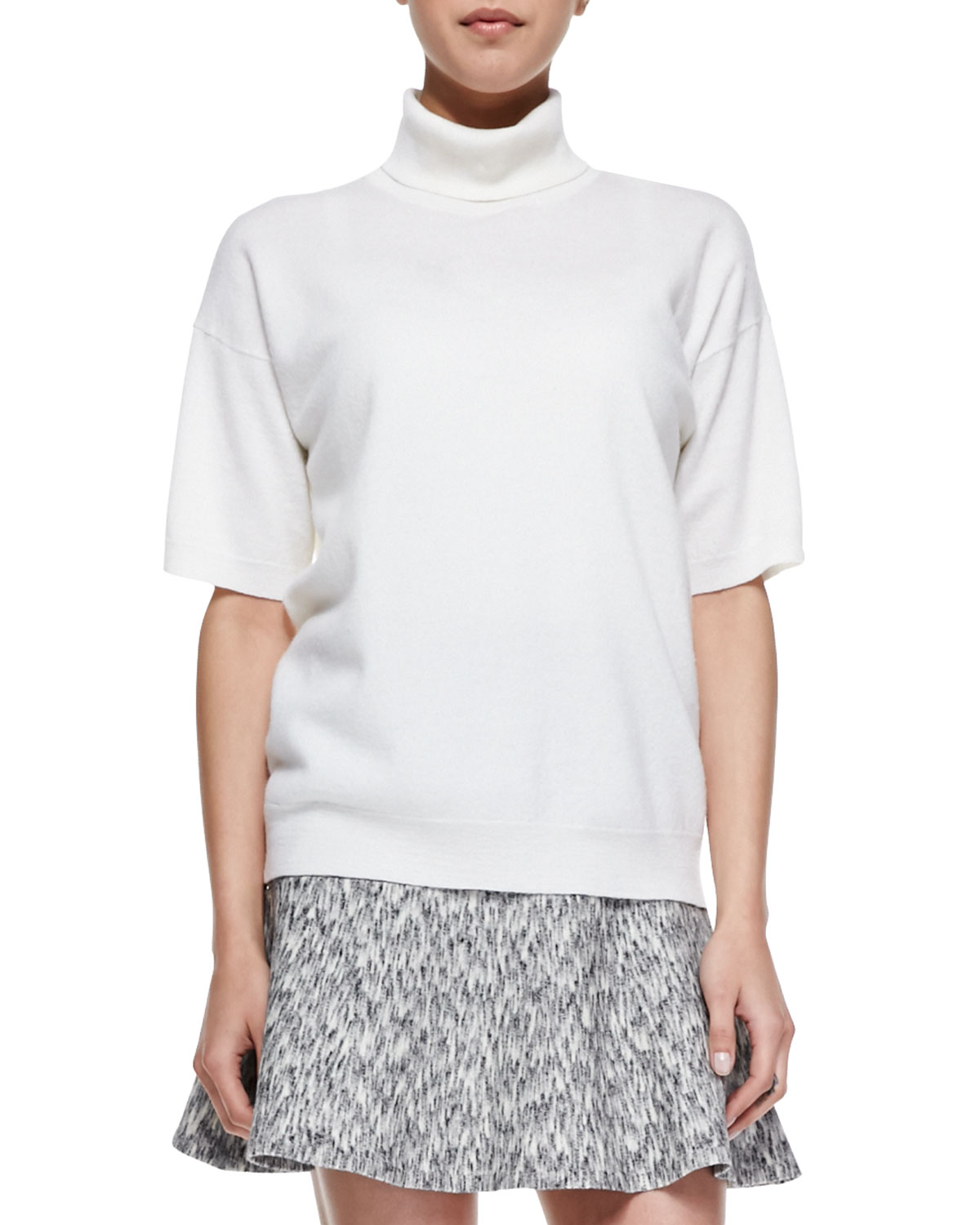 Theory Gredda ShortSleeve Turtleneck Sweater in Ivory (White) Lyst
