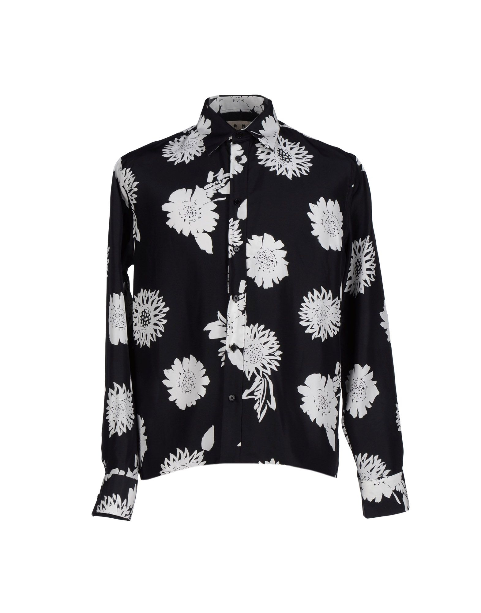 Marni Colour Block Floral Print Shirt in Black for Men - Lyst