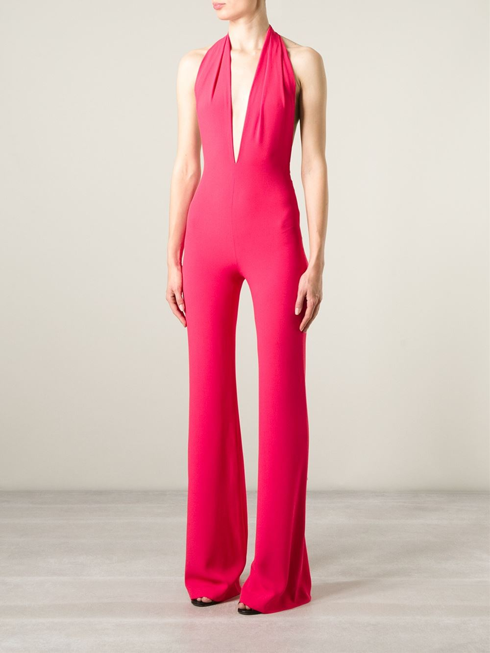 pink flared jumpsuit