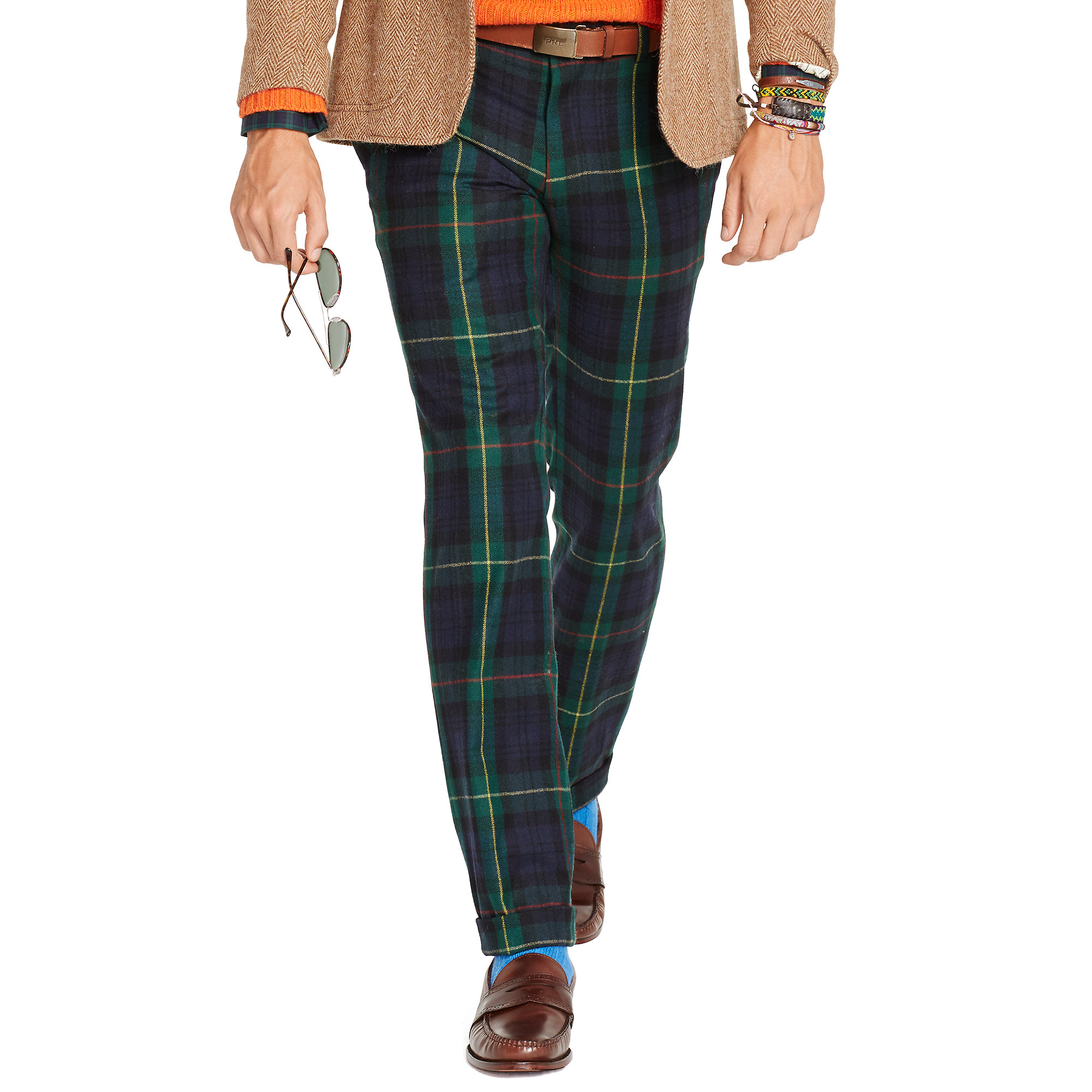 Ralph Lauren Slim-Fit Tartan Wool Pant in Green for Men | Lyst