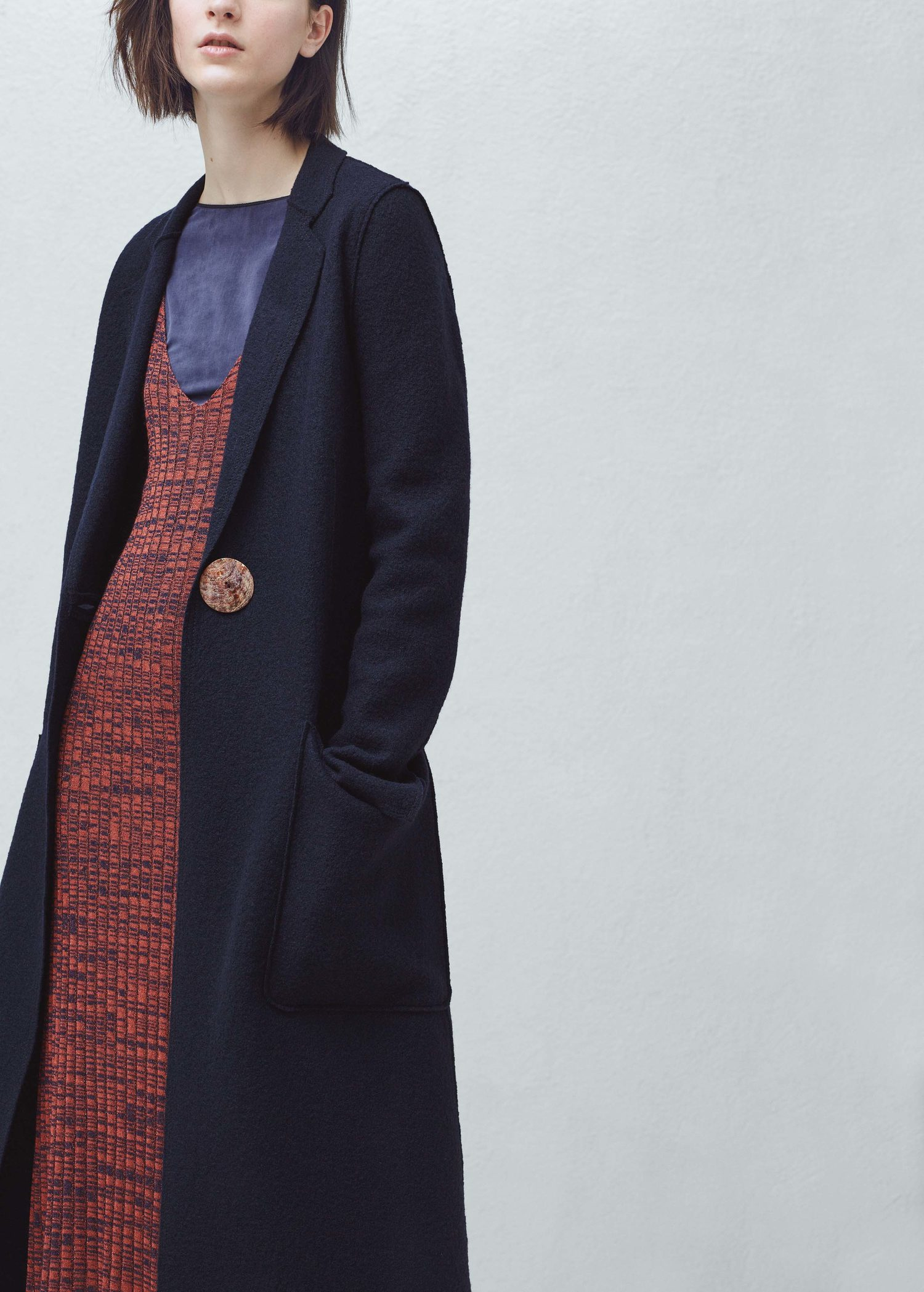 mango blue wool coat