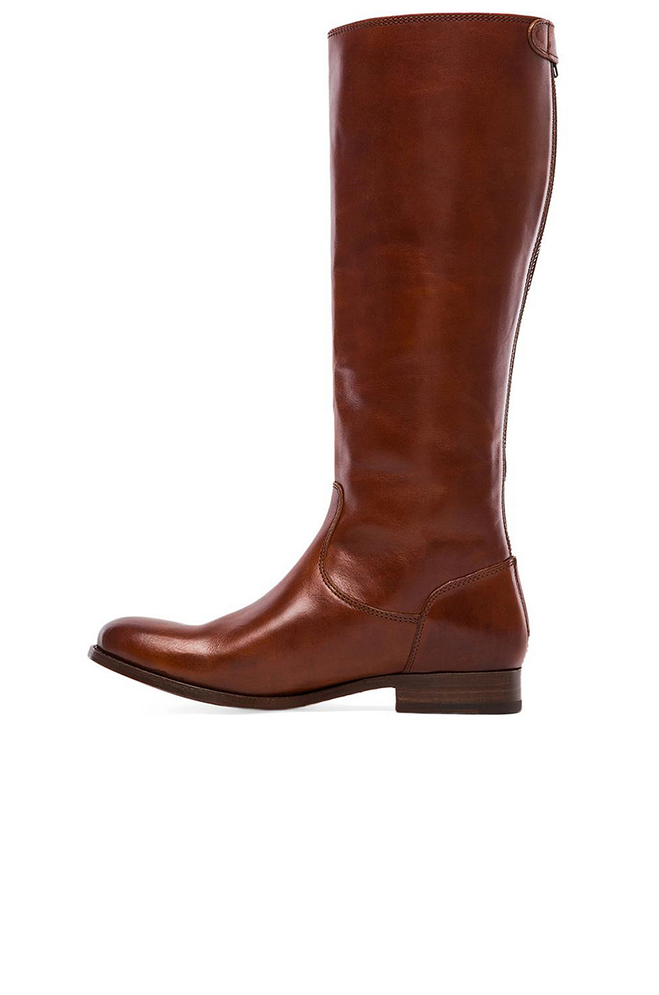 melissa button back zip boot cognac