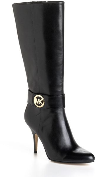 Michael Michael Kors Caroline Tall Leather Boots in Black | Lyst