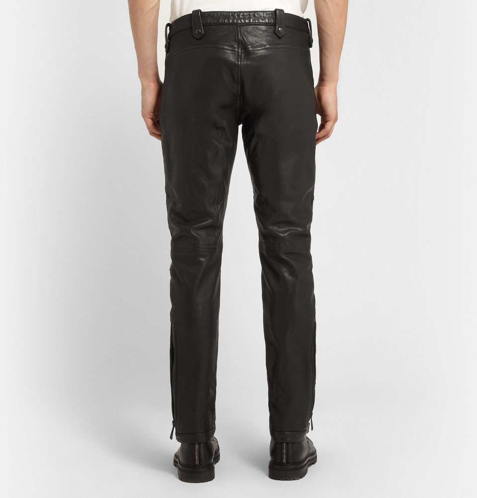 Lyst - Belstaff Westmore Slimfit Leather Biker Trousers in Black for Men