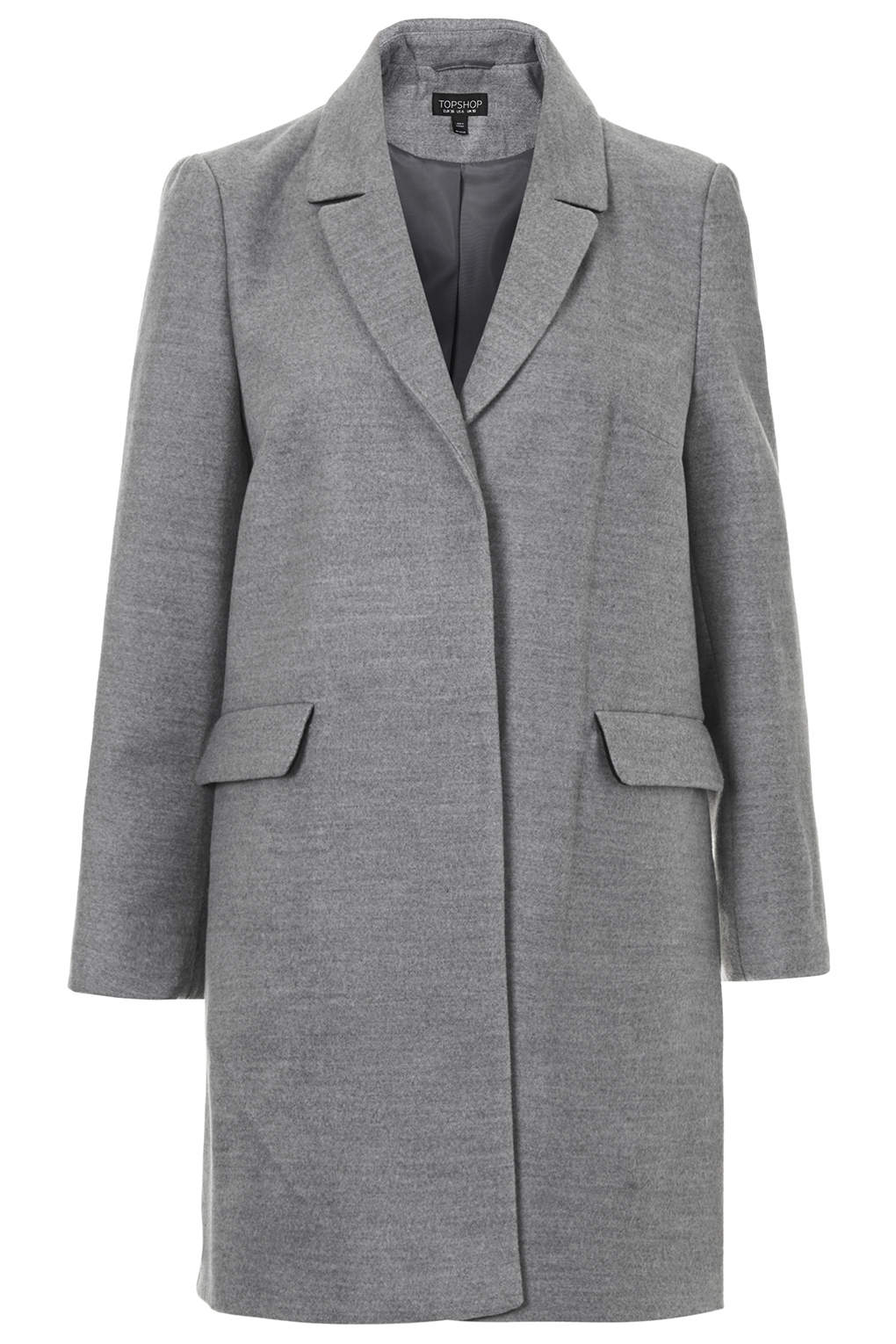 Topshop Slim Pocket Detail Coat in Gray (GREY) | Lyst