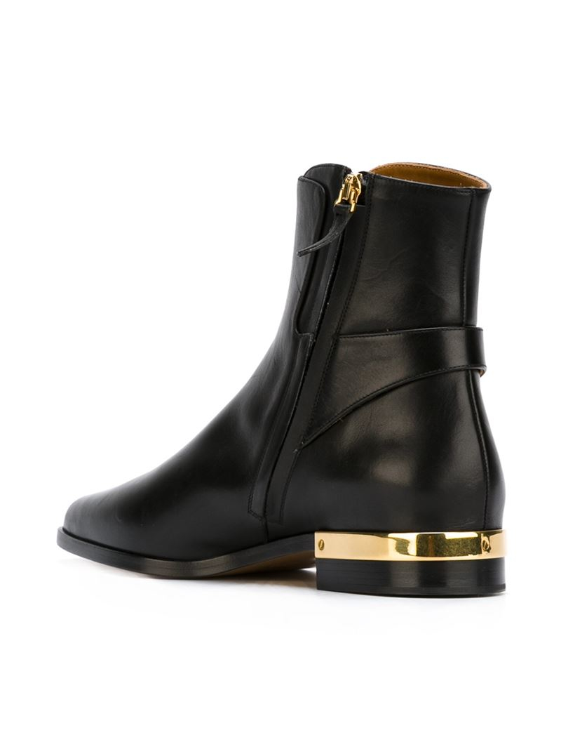 Chloé Gold Detail Boots in Black | Lyst