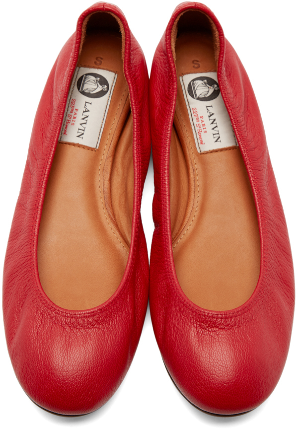 Lanvin Red Leather Ballerina -