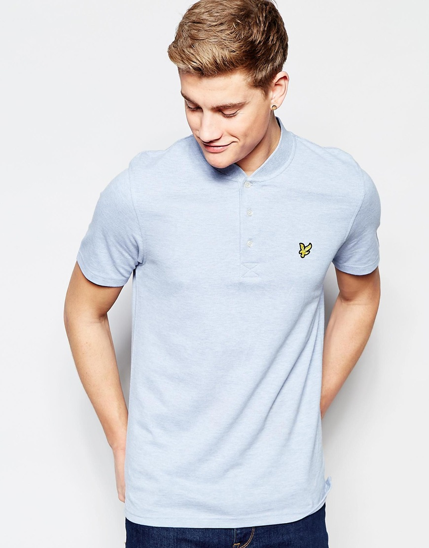 Lyle & Scott Polo Shirt With Bomber Collar In Blue for Men | Lyst