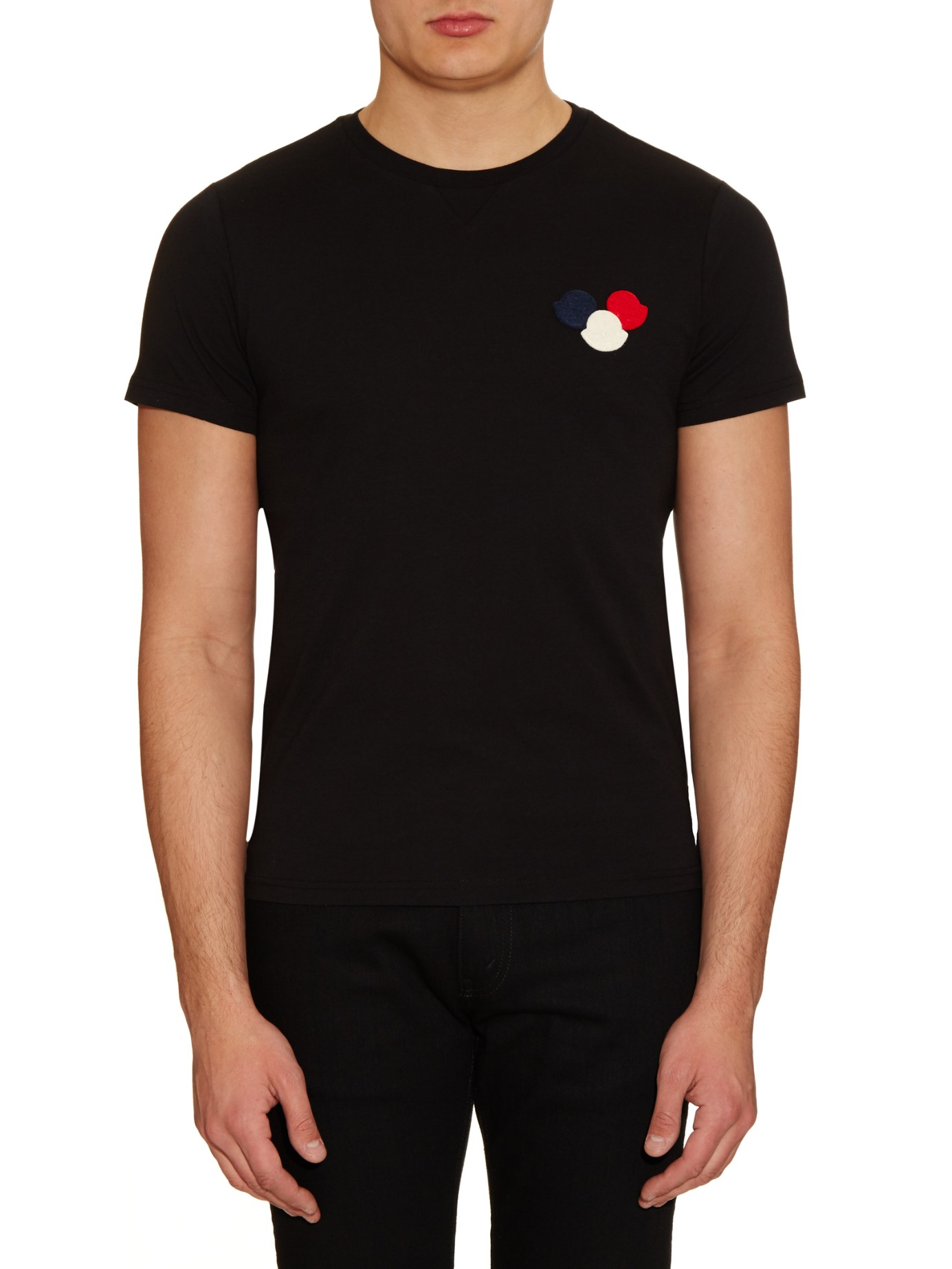 Moncler Logoappliqué Cotton Tshirt in Black for Men Lyst