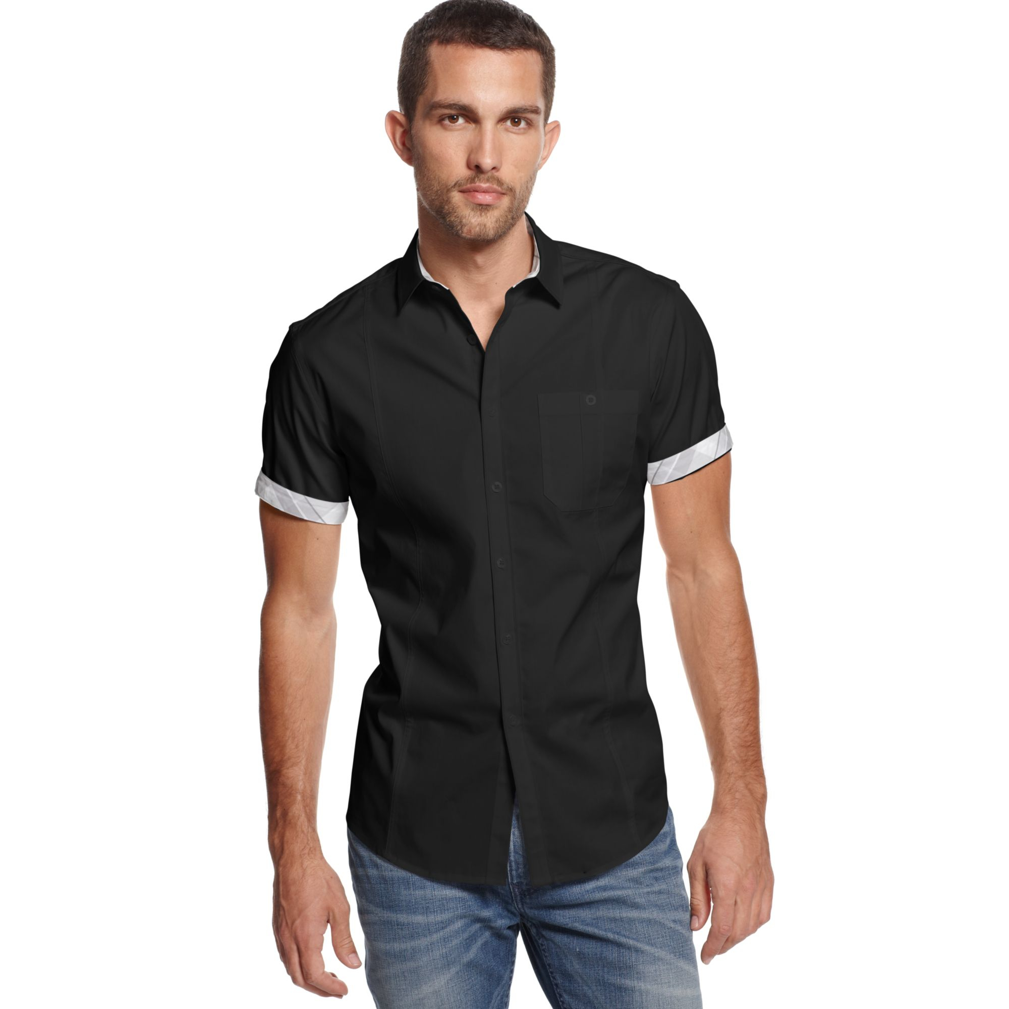 Lyst - Inc international concepts Lywin Slimfit Stretch Shirt in Black ...