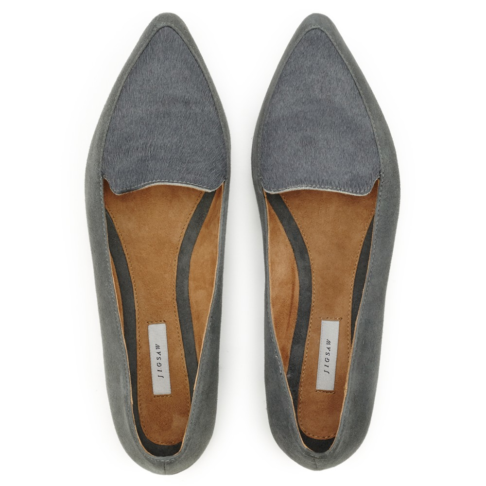 grey pointed flats