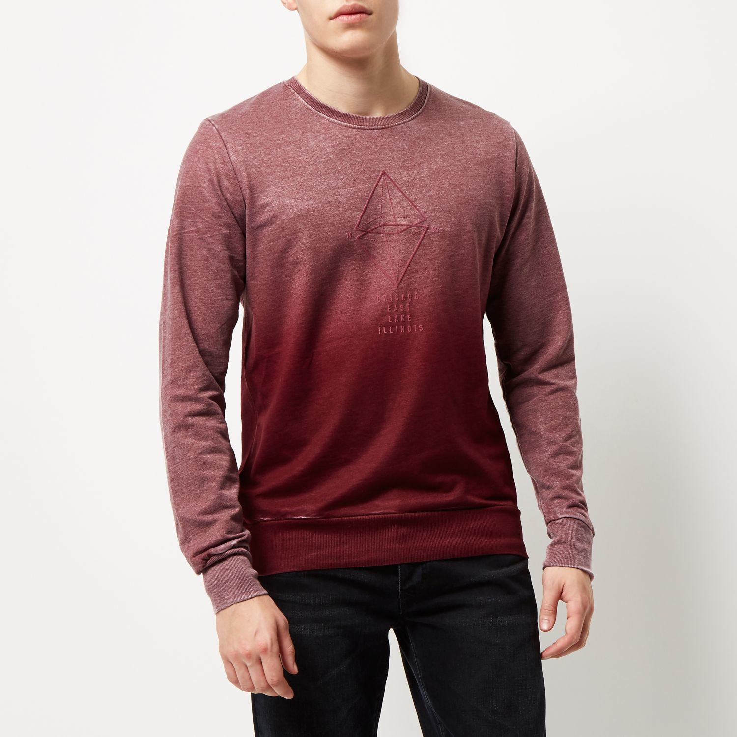 Lyst River Island Dark Red Faded Sweatshirt in Red for Men