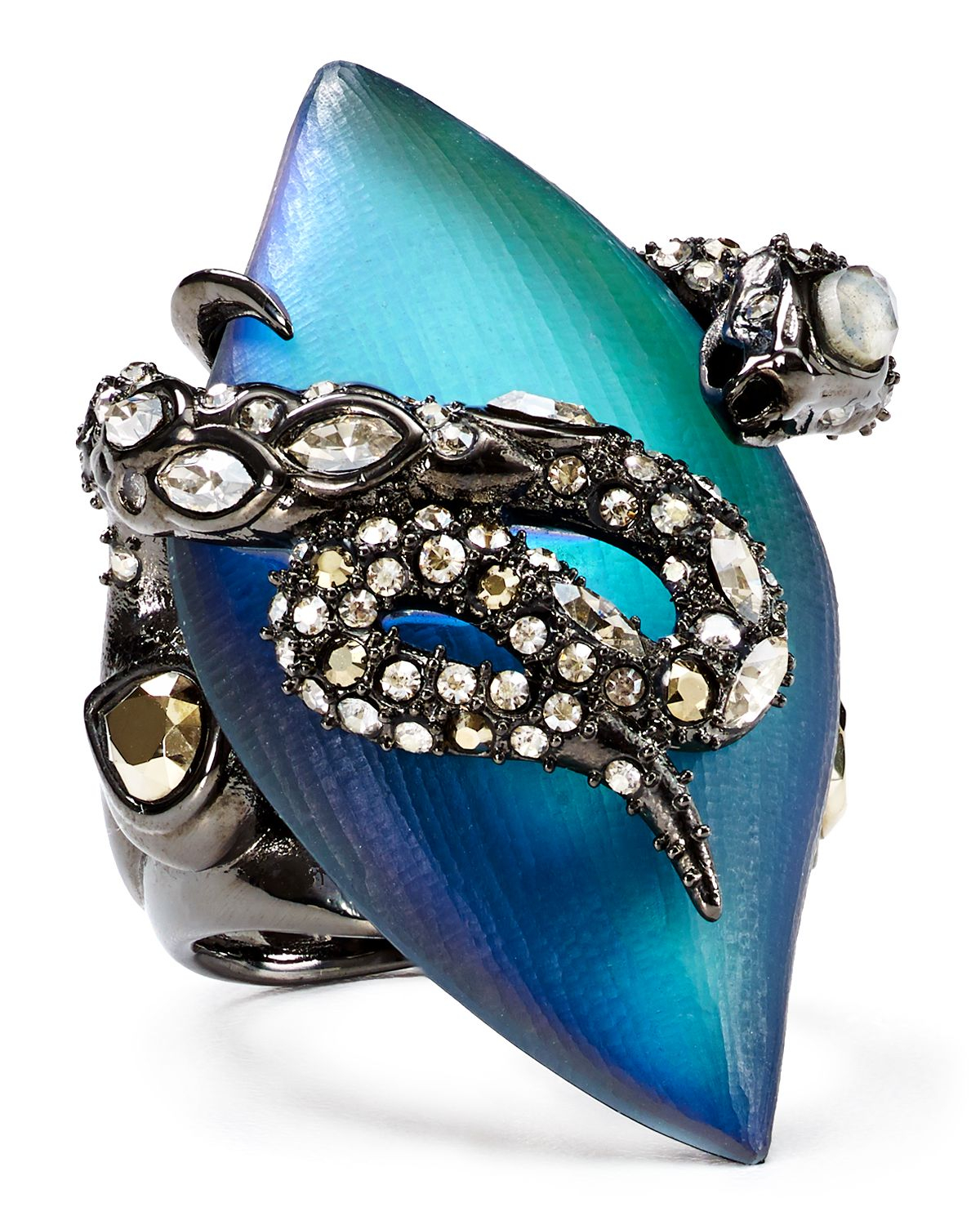 Alexis bittar Lucite & Crystal Lace Snake Ring in Blue | Lyst