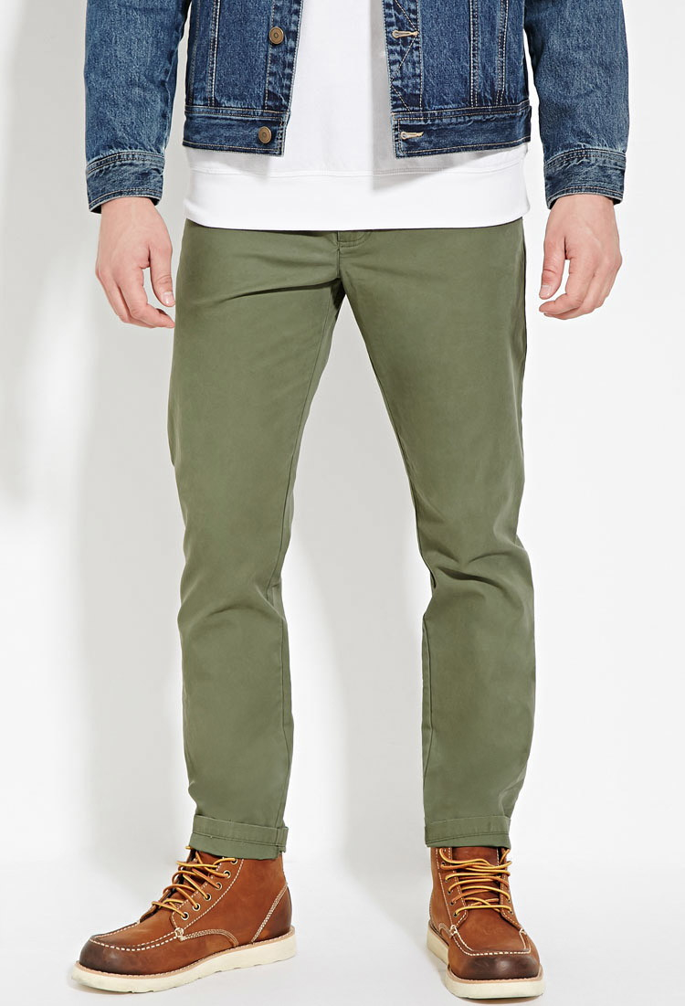 olive green skinny pants mens