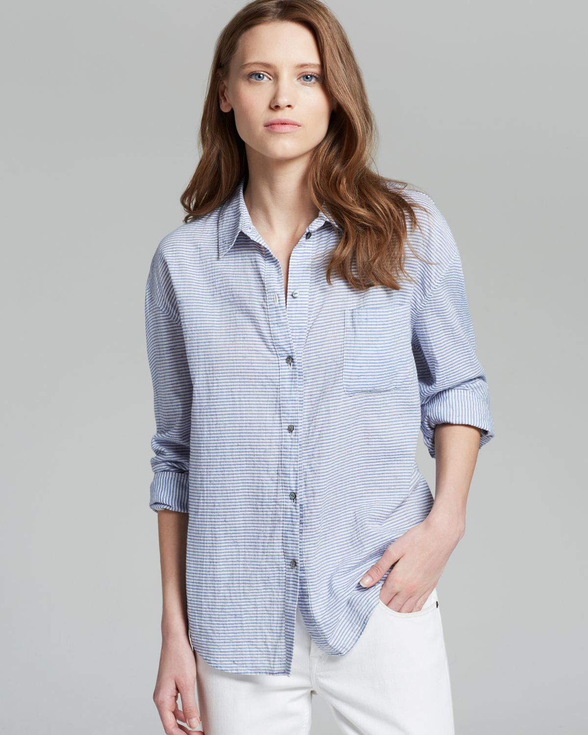 2017 Fashion one shoulder Blue striped women shirt dress