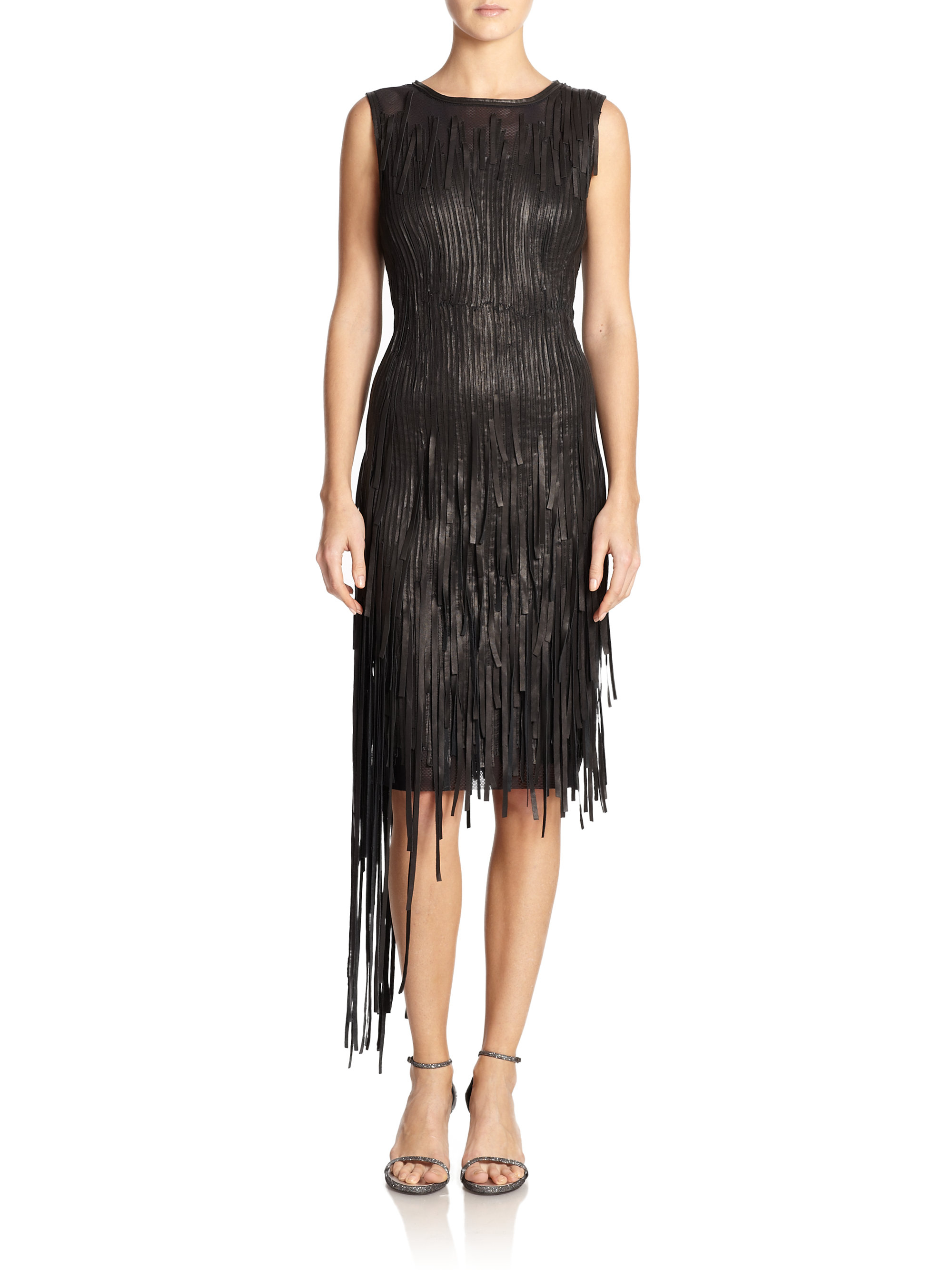 Lyst - Elie tahari Leather Milan Dress in Black